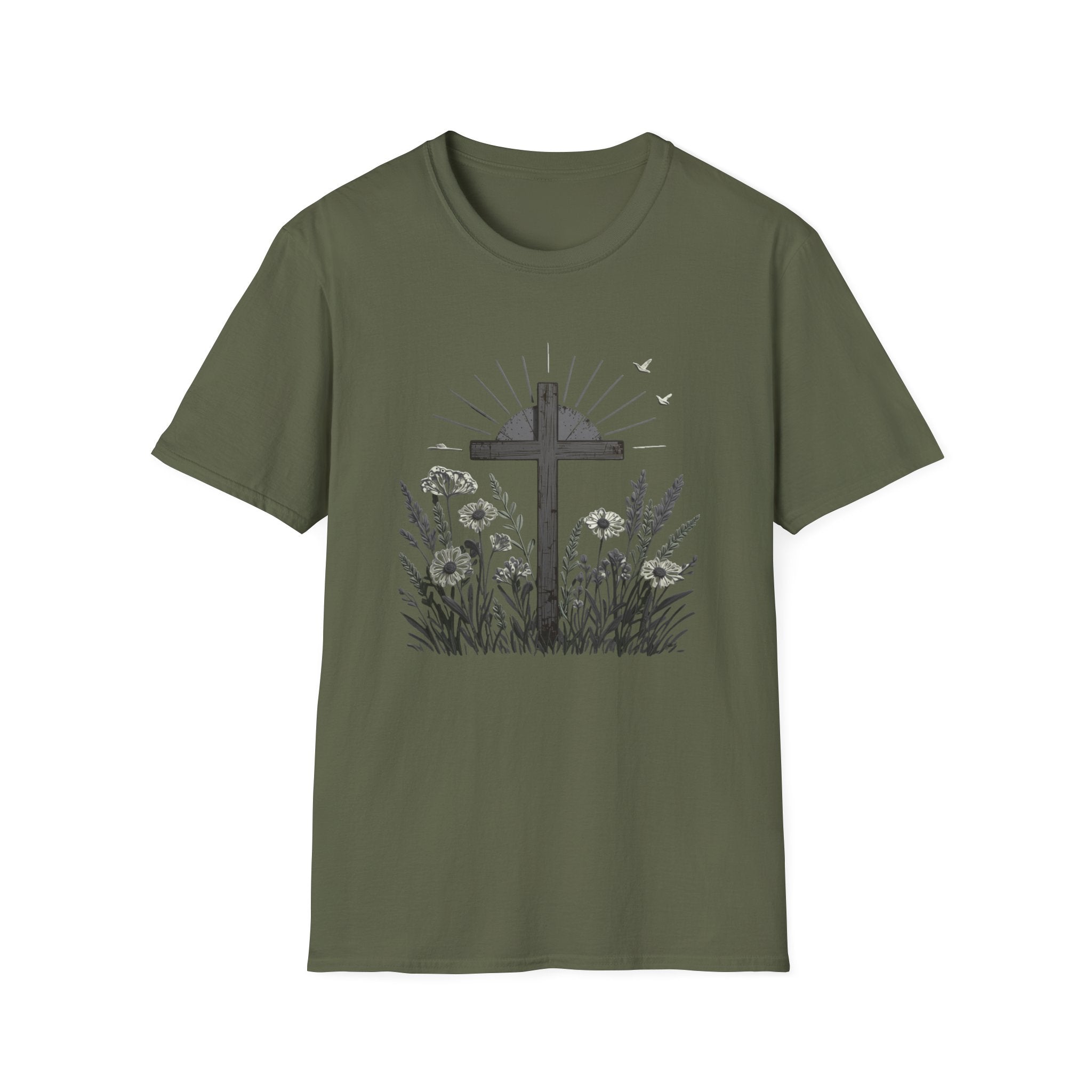 Christian Cross & Wildflowers T-Shirt