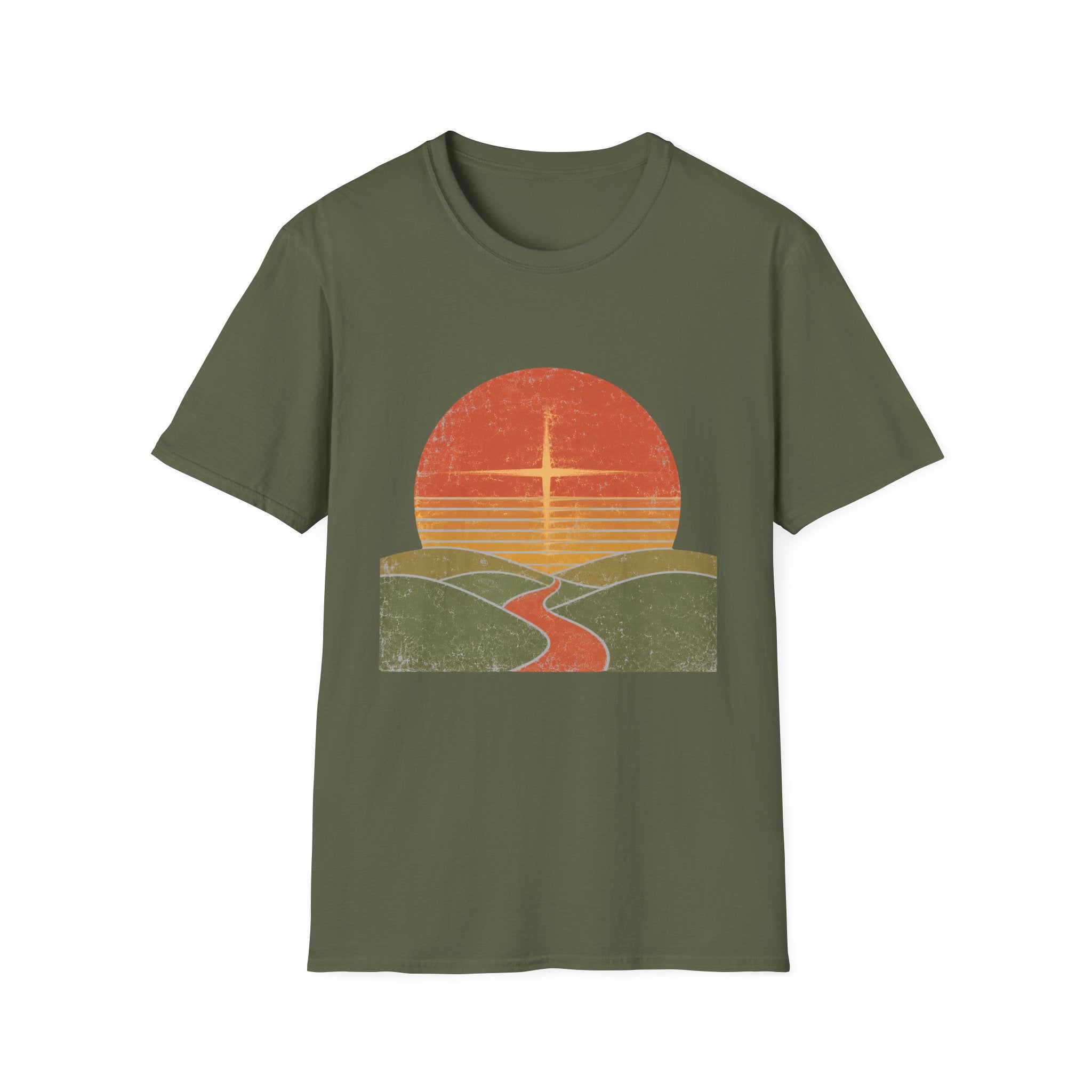 Retro Sunset and Cross T-Shirt